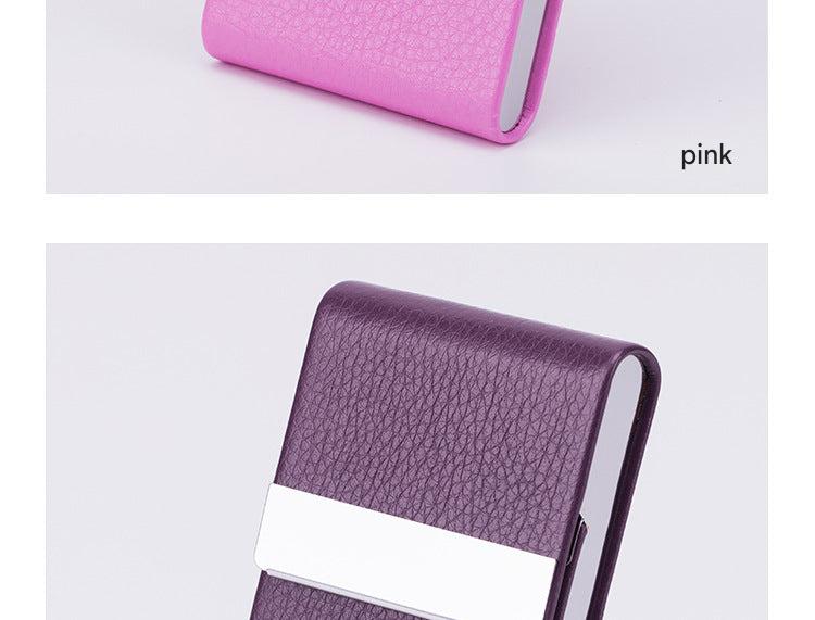 Business card holder in brown PU leather