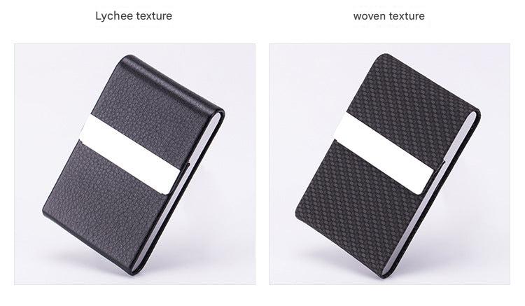 Business card holder in pink PU leather
