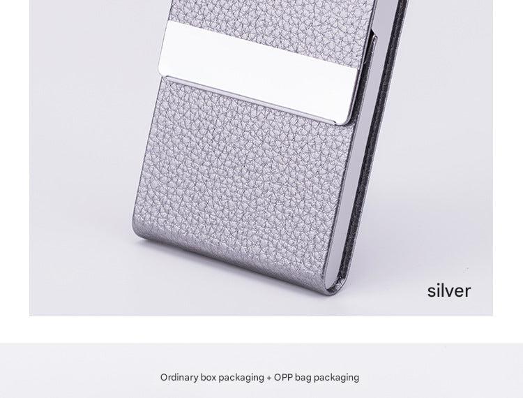 Business card holder in purple PU leather