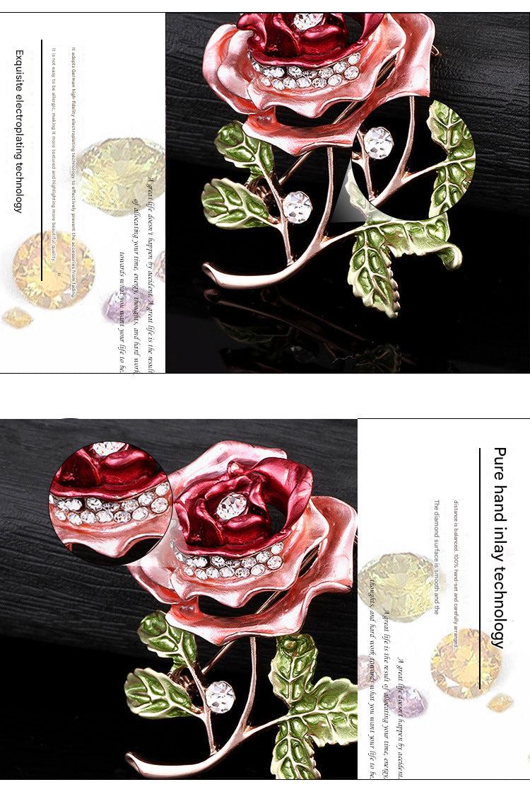 Elegant Floral Brooch with Rhinestones - Image 1