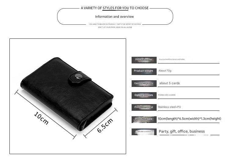 PU card holder in black color