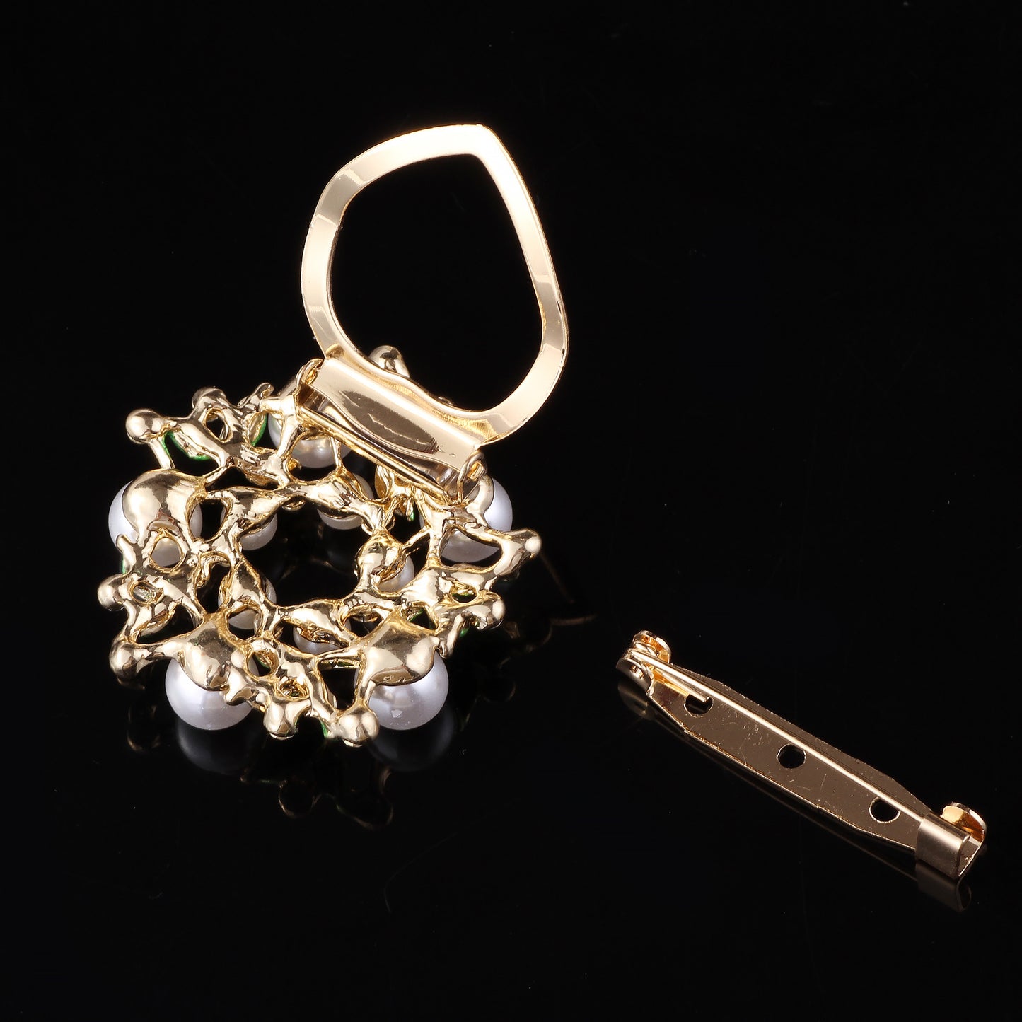 Elegant Floral Pearl Brooch Pin - Image 1