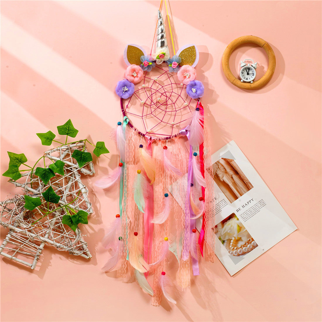 Colorful lace unicorn wall hanging
