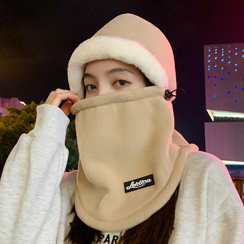 Light gray ear-covering winter hat