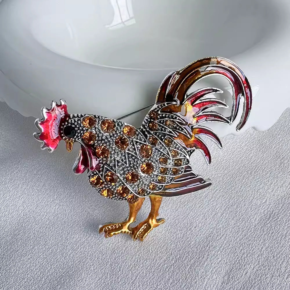 Yellow Rooster Brooch on Display