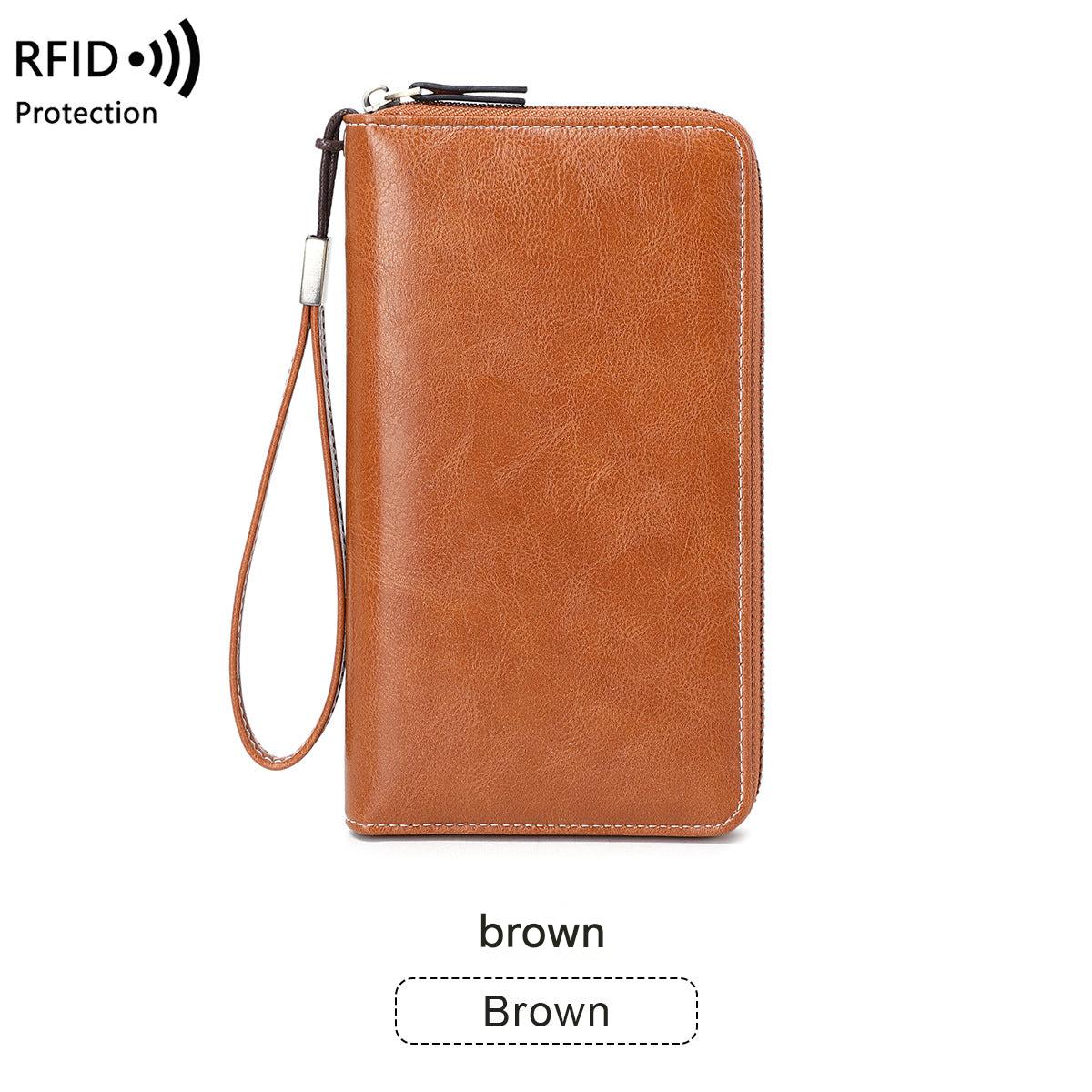 RFID women's wallet showing spacious compartment