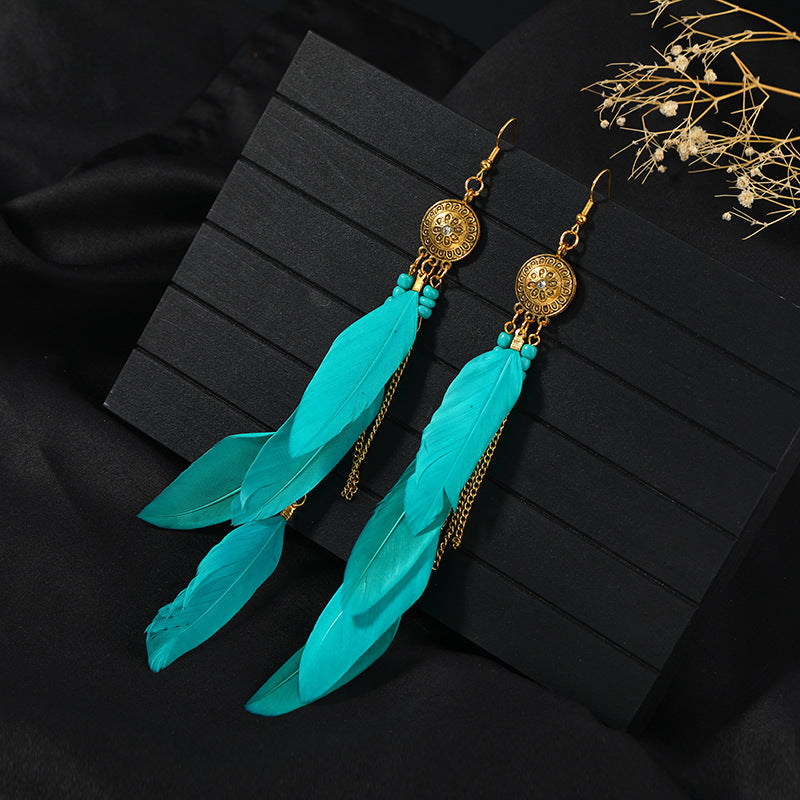 Unique long earrings with tassels