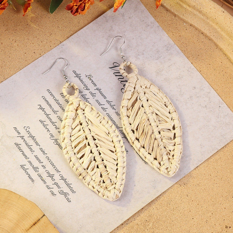Bohemian vintage woven rattan earrings design 1