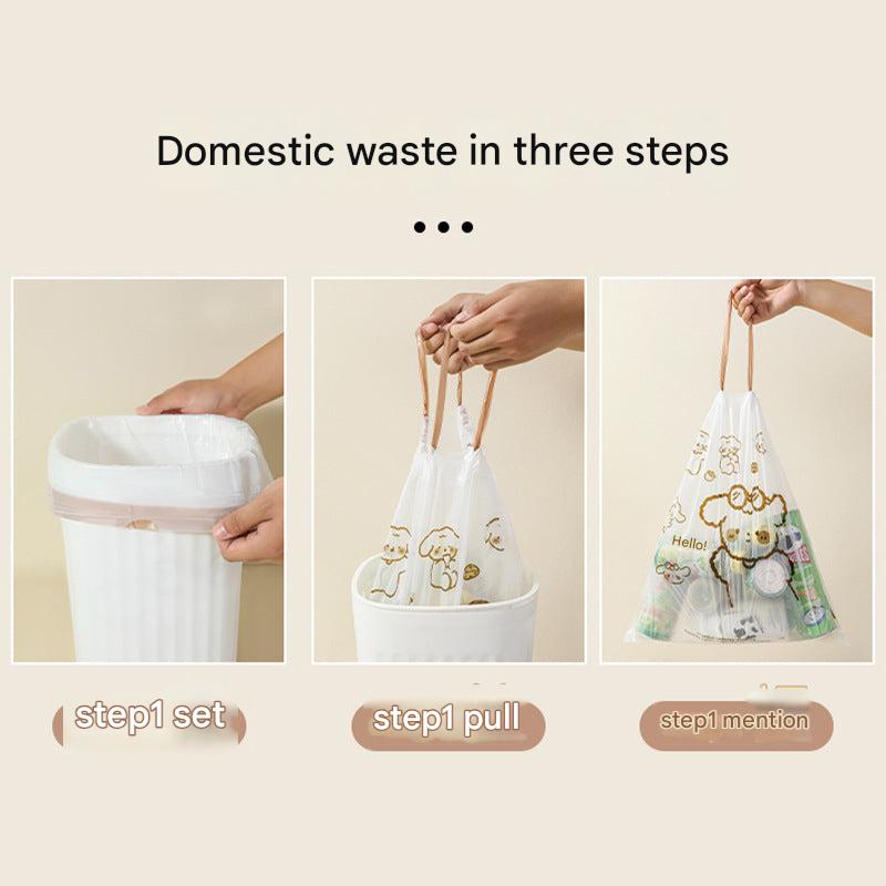 Heavy-duty drawstring trash bag with bear print