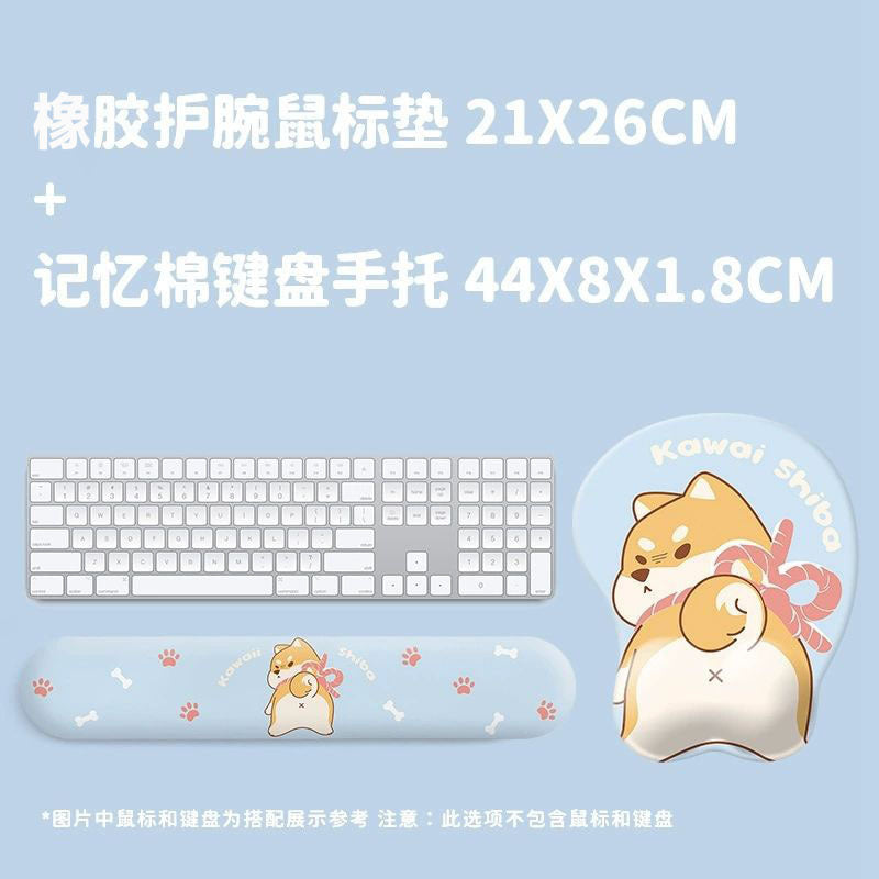 Cute Shiba Inu 3D Gaming Mouse Pad with Wrist Support - Natural Rubber Anti-Slip Design