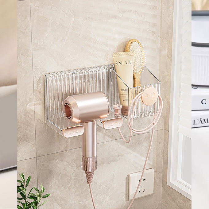 Close-up of hair dryer rack in bathroom