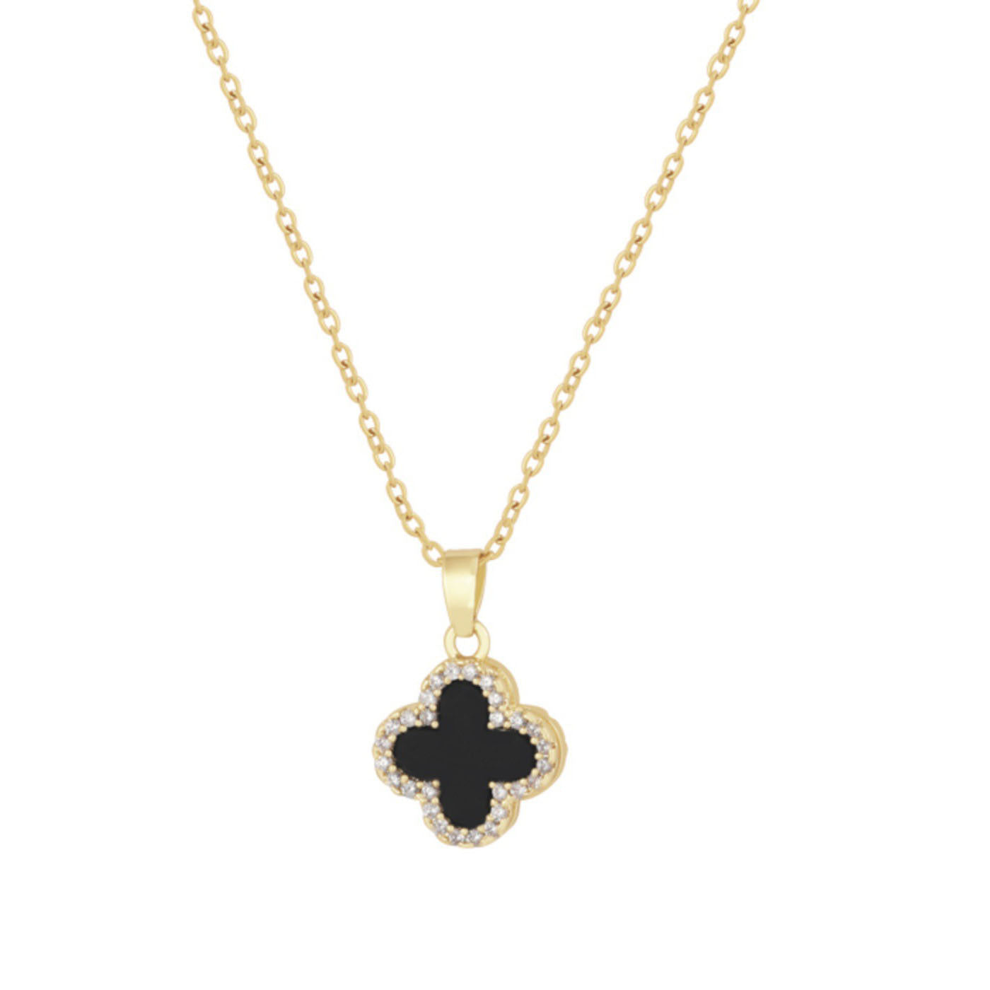 Close-up of the four-leaf clover pendant with details