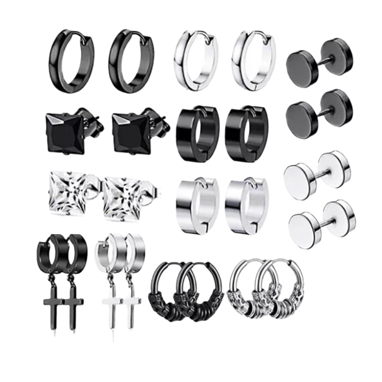 Mixed color earrings set for men and women