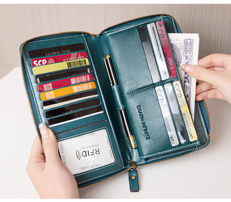RFID women's wallet in brown color