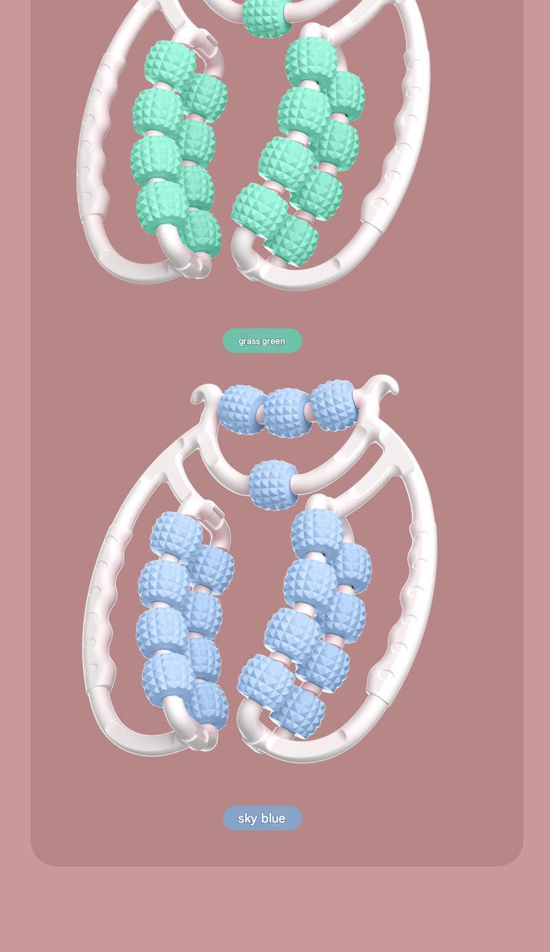 Leg massager with rollers in pink