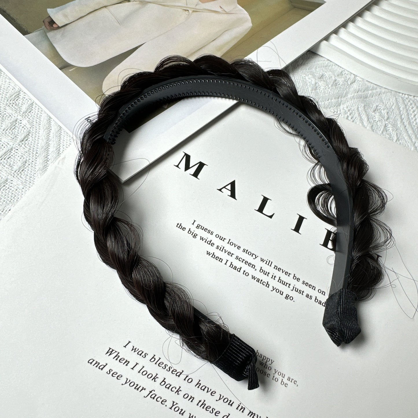 Wide hairband for women in black color