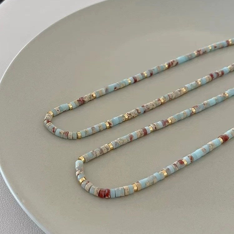 Alloy and Shoushan stone necklace