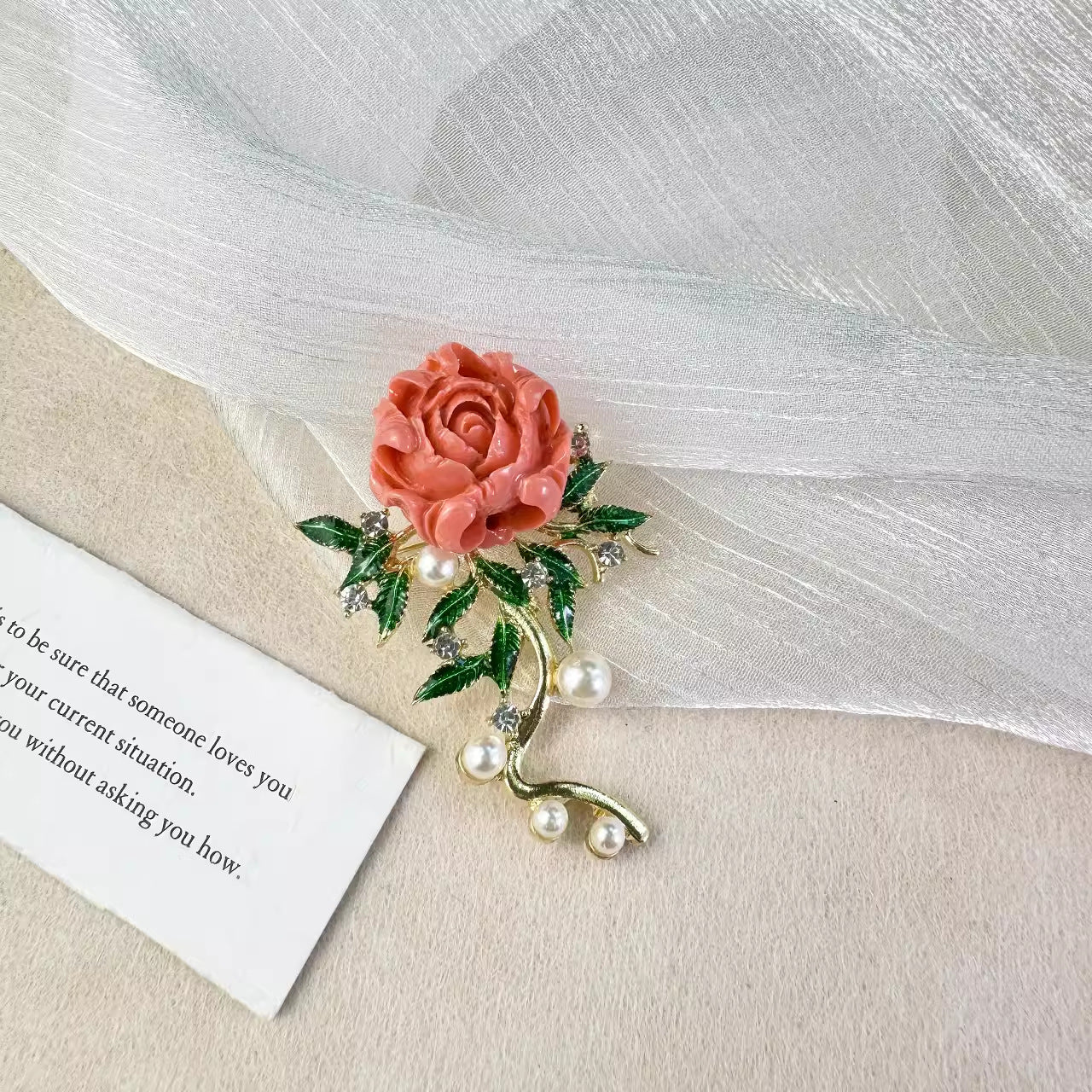 Elegant floral pearl brooch with peony design for fashion
