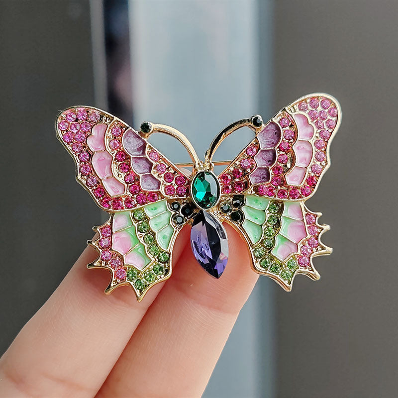 vintage butterfly brooch showing colorful enamel design