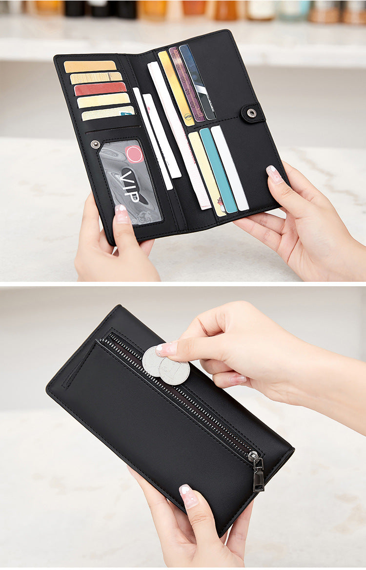 RFID blocking women's wallet open with cards