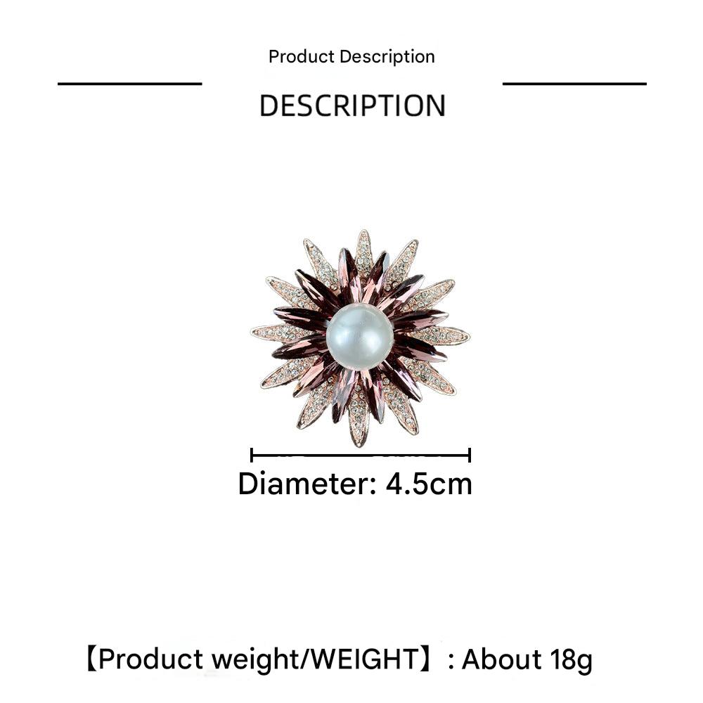 chic flower brooch pin with crystals and pearls