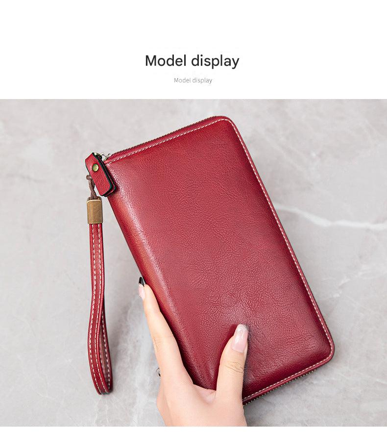RFID women's wallet in wine red color