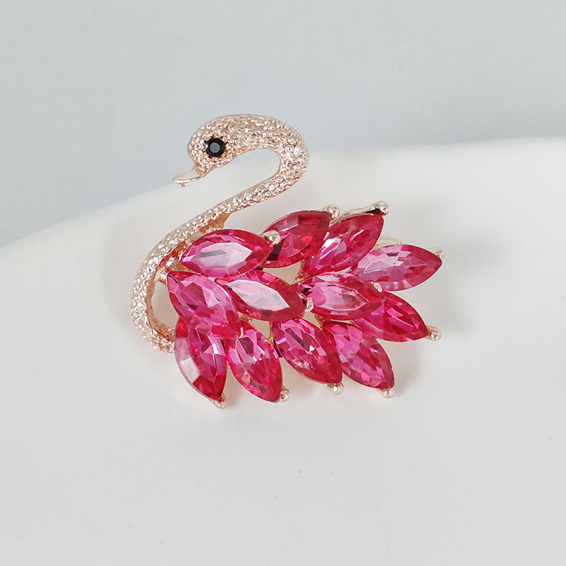 Elegant Swan Brooch with Crystals - Image 1