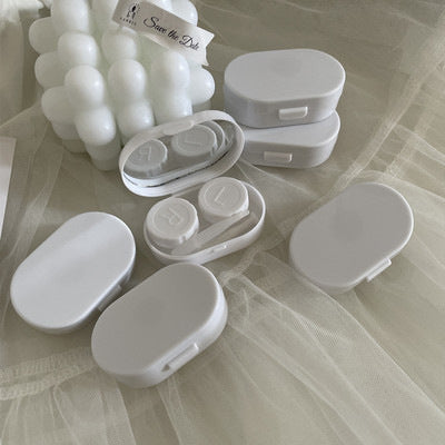 Stylish contact lens case with mirror - cream color