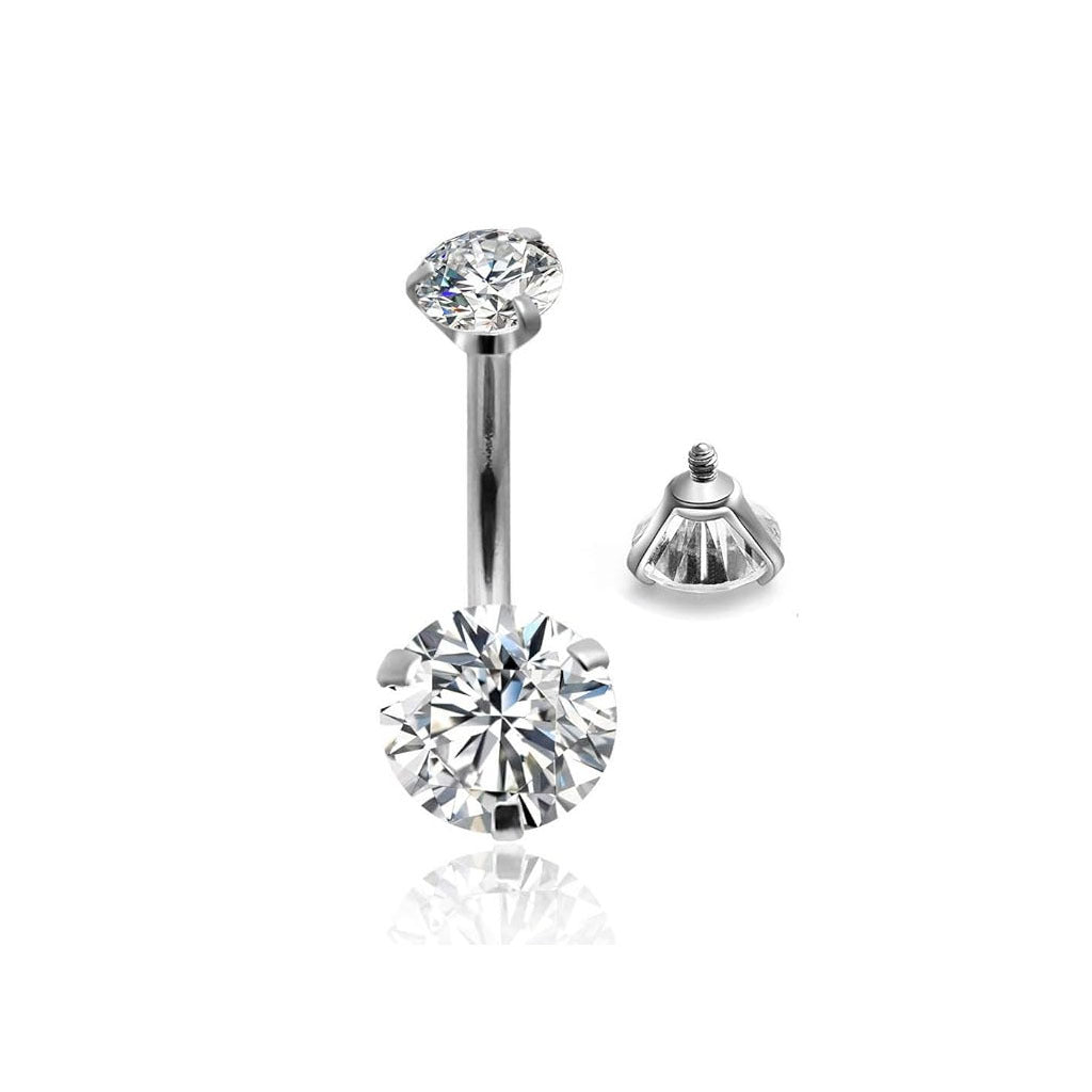 Stylish double-headed zircon navel ring image 5