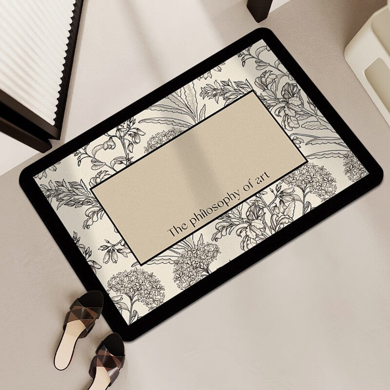 Water-Absorbent Retro Bathroom Mat Image 1