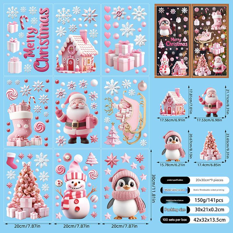pink Christmas tree static cling decal