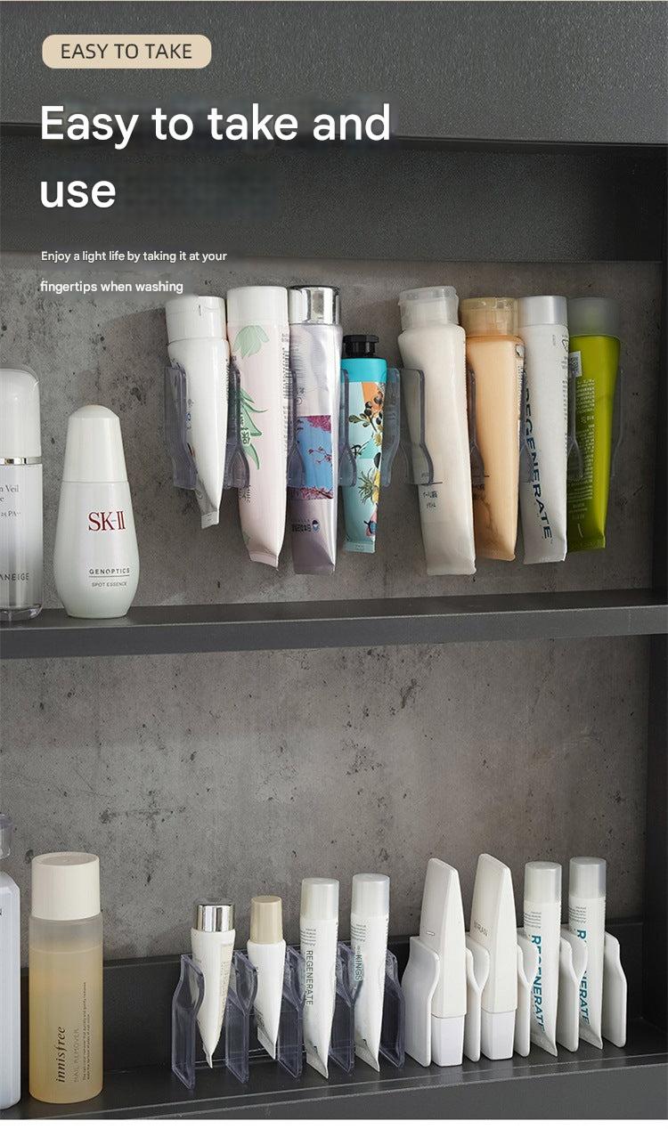 Detailed view of four-layer makeup organizer