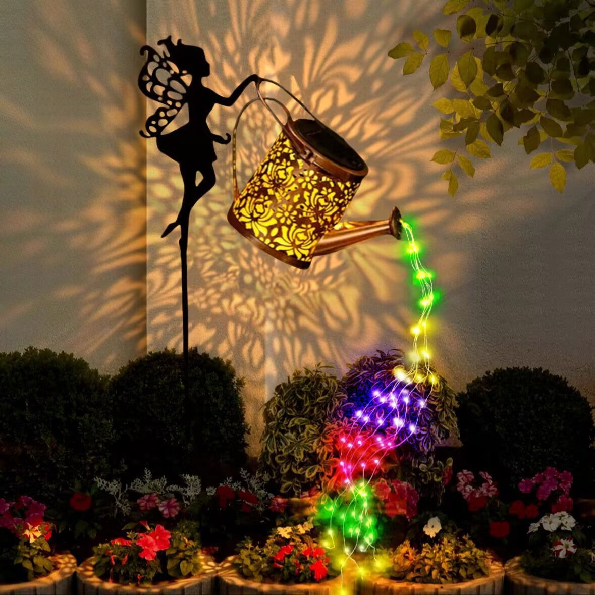 Plastic solar outdoor light in a garden