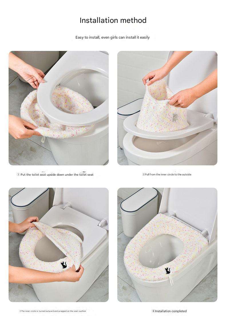 Cozy toilet seat cover in gold powder cat design