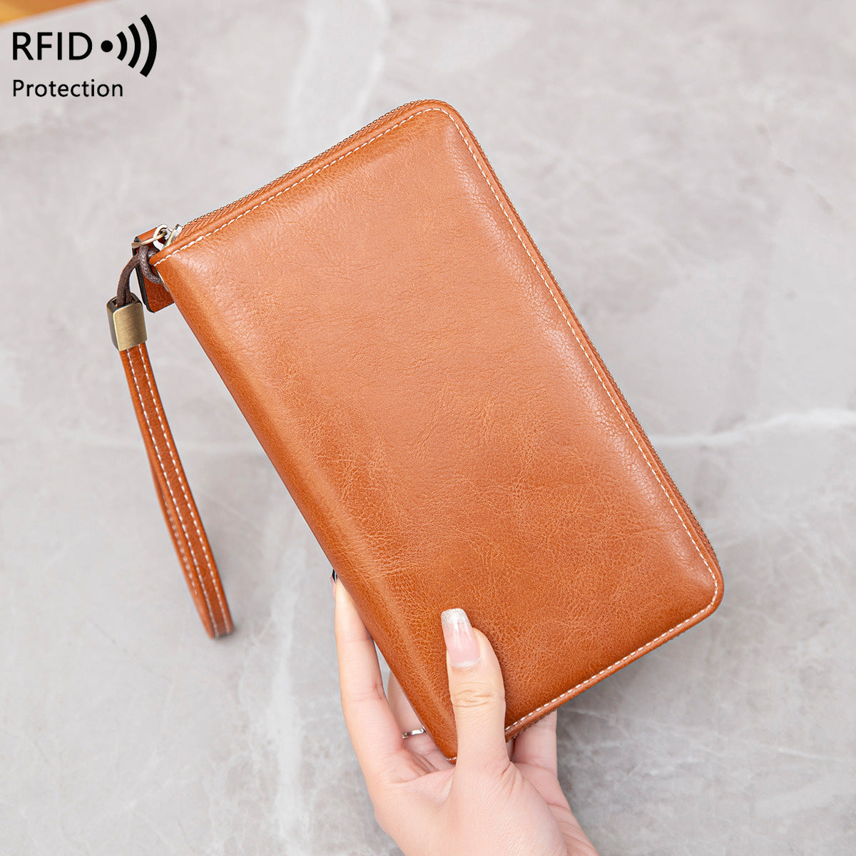 RFID women's wallet in wine red color