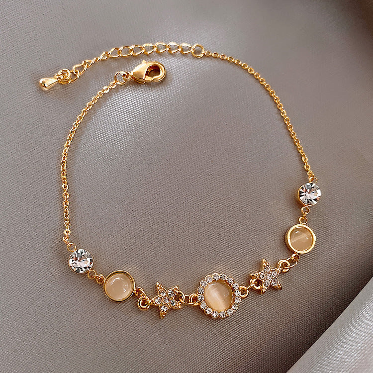 star-shaped cat eye stone bracelet image 2