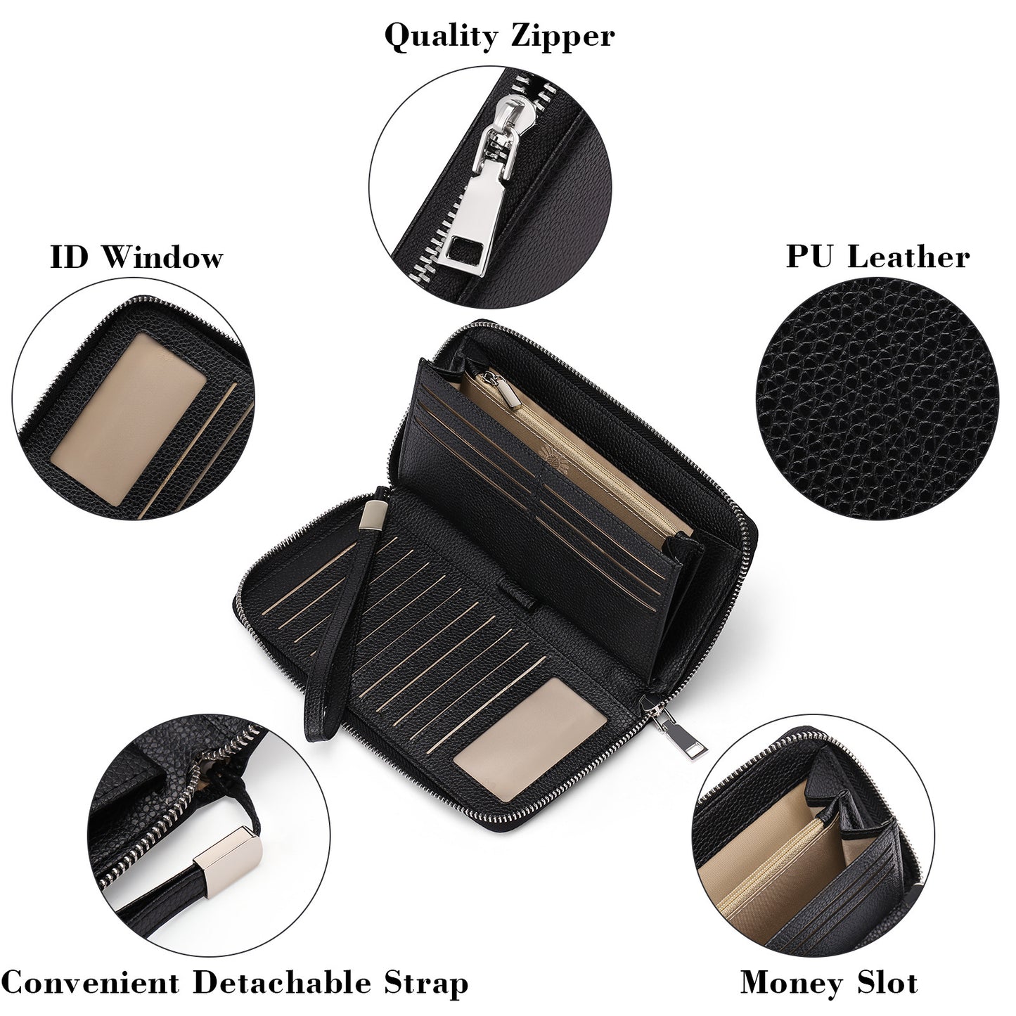 RFID wallet for women in burgundy