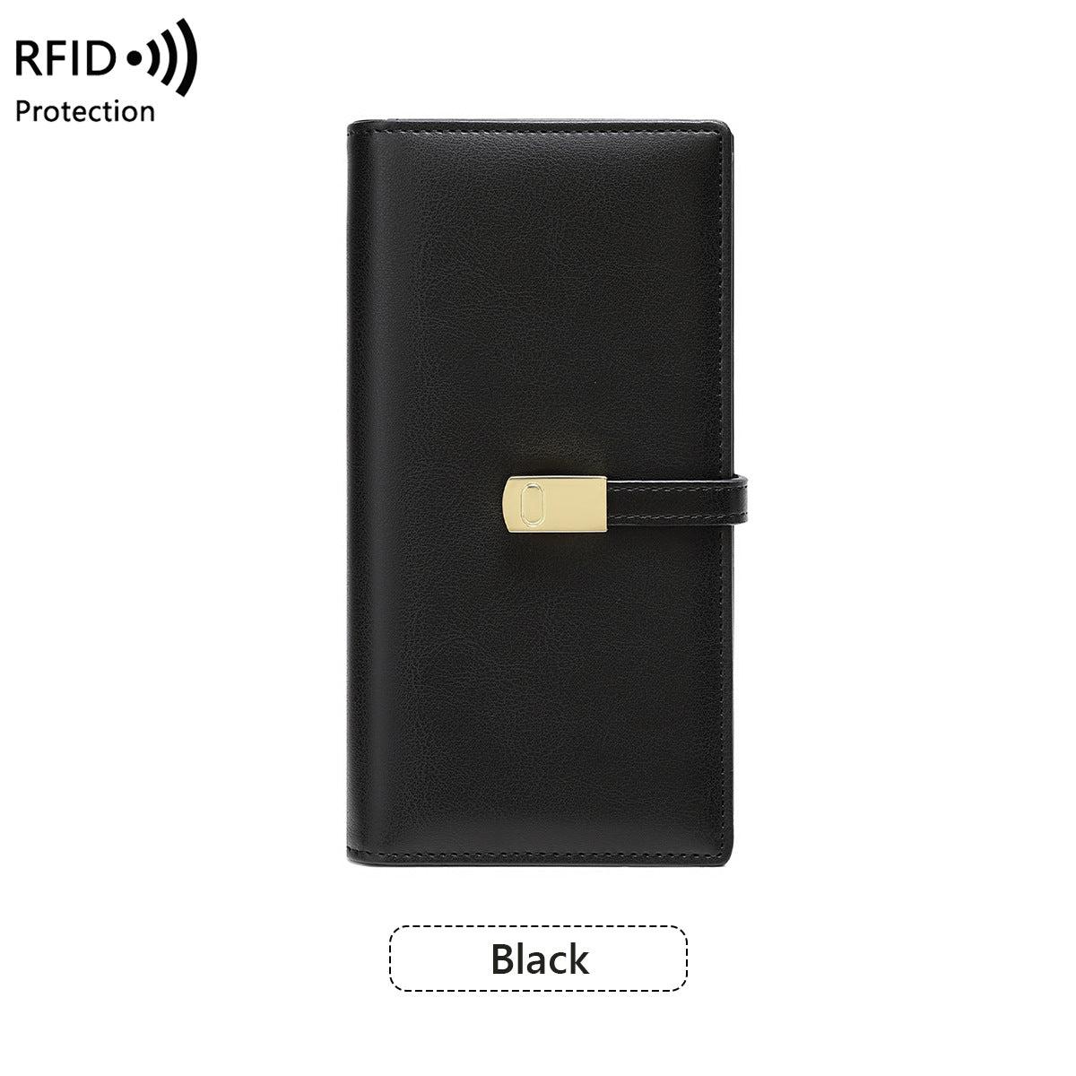 Fashionable RFID-blocking women's wallet displayed