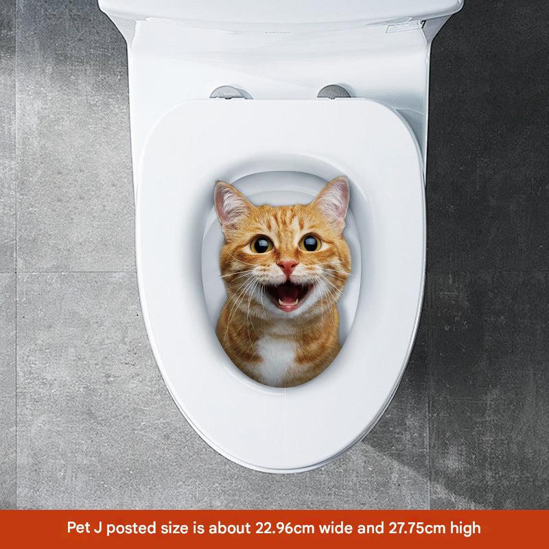 3D cat toilet sticker design 3
