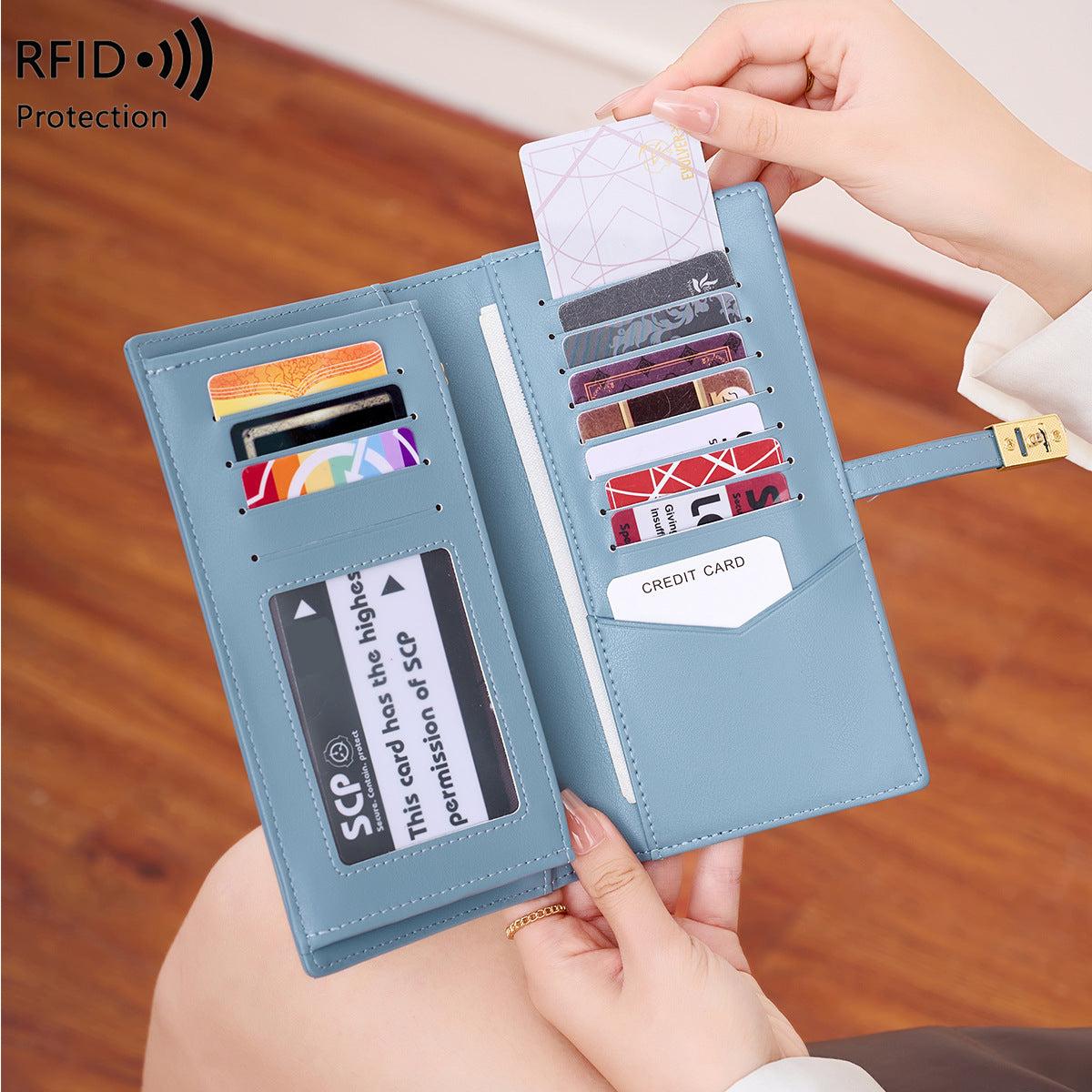 RFID-blocking women's wallet in gray