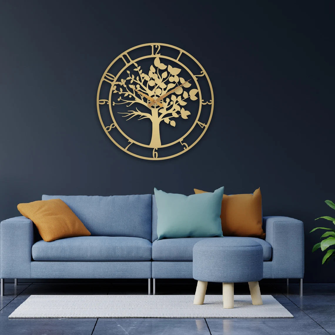Stylish Tree of Life Metal Wall Clock front view