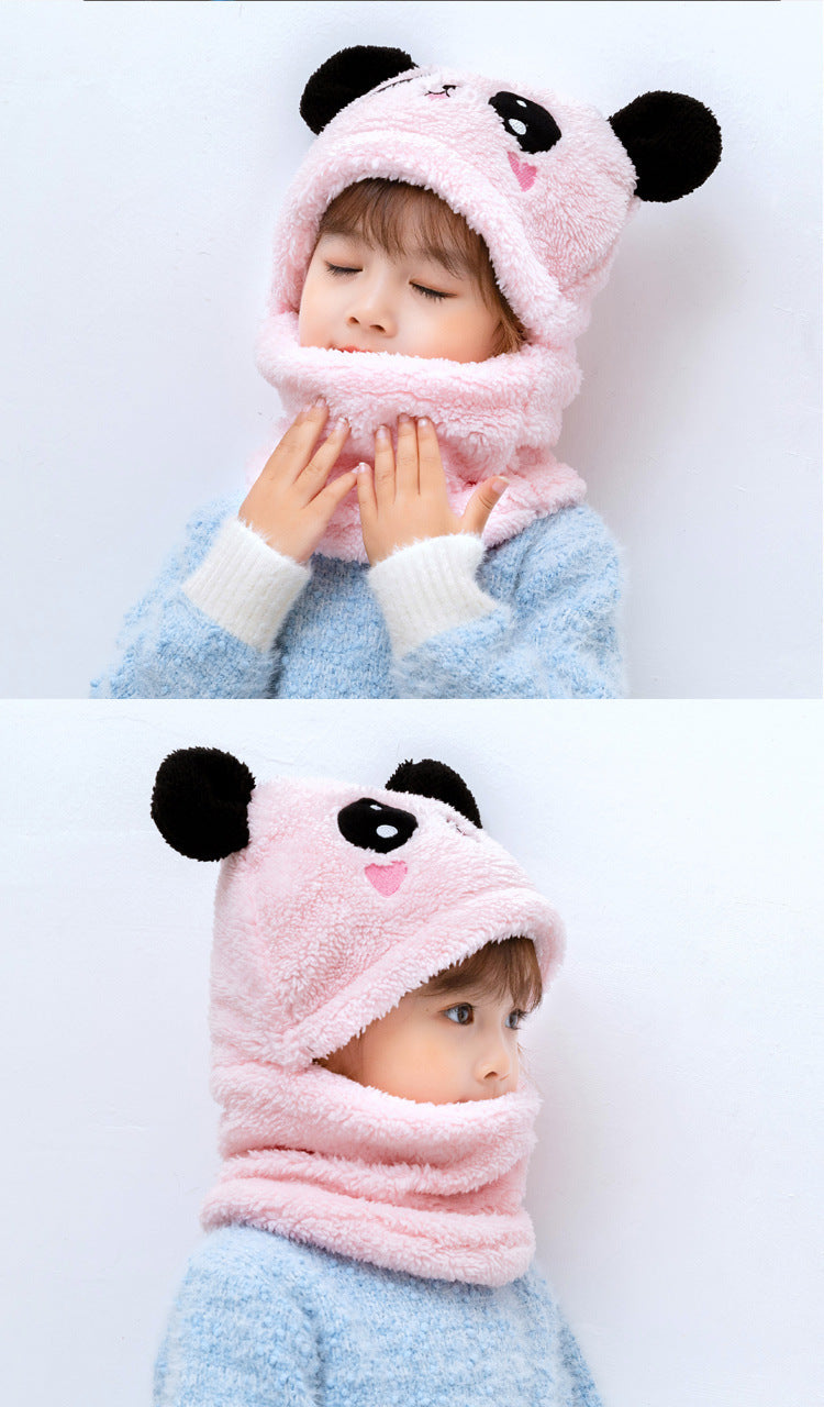 Kids bear ear winter hat front view