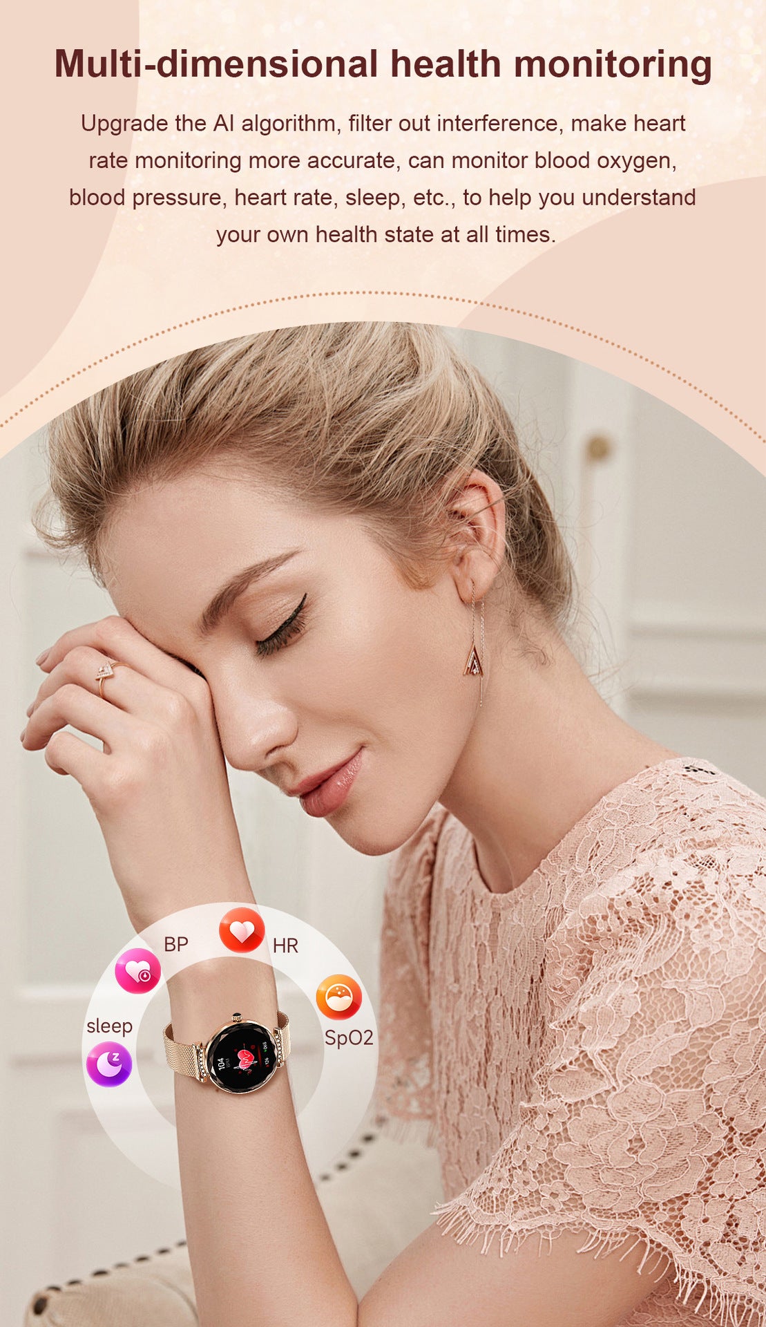 Elegant aluminum health tracker wrist strap design