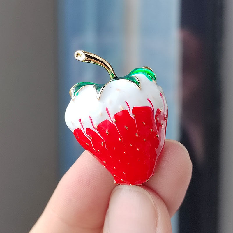 Durable alloy strawberry brooch