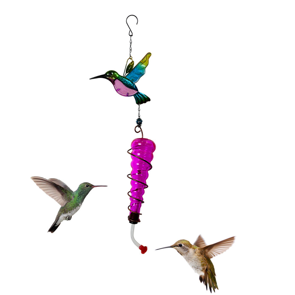 Hummingbird wind chime displaying vibrant colors