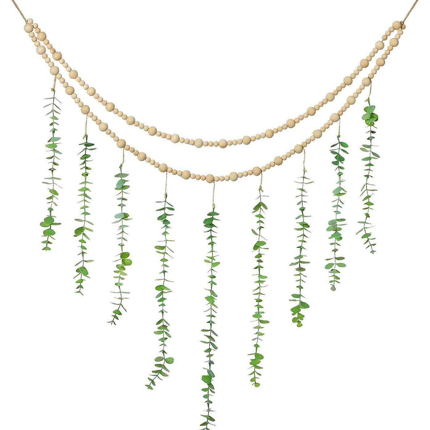 Faux eucalyptus wall hanging with hemp rope