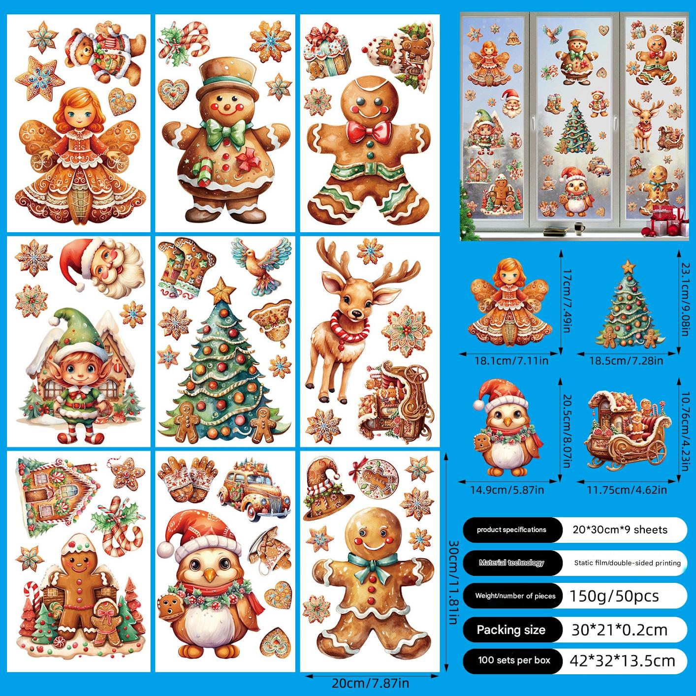 Colorful Christmas static cling decoration on window