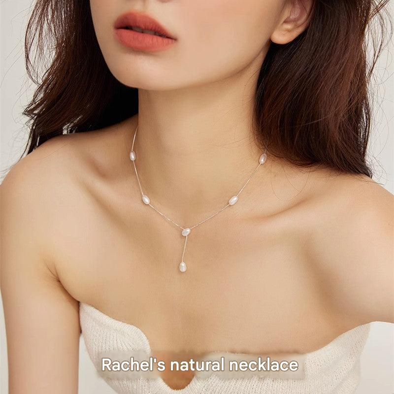 S925 silver natural freshwater pearl Y-chain necklace image 4