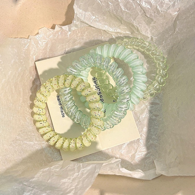 High elastic phone line hair tie in Strawberry color