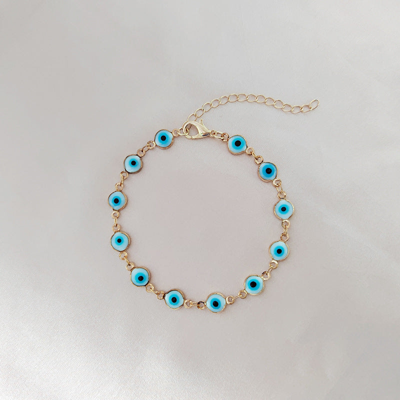 Turquoise Blue Evil Eye Bracelet Front View